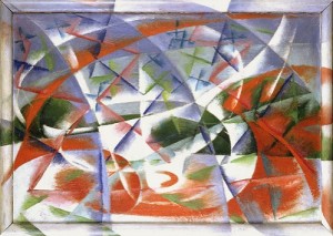Giacomo Balla ‘Abstract Speed and Sound’ (1913-14) oil on board with artist’s frame, 21 ½ x 30 1/8 in., Solomon R. Guggenheim Collection, Venice