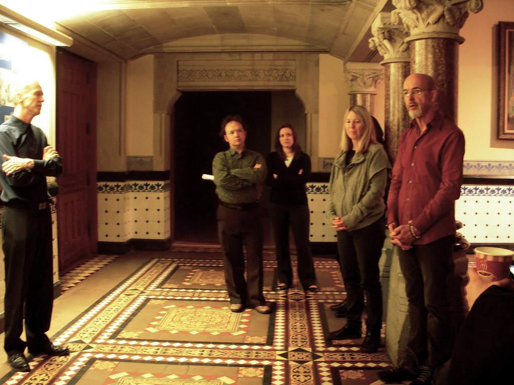 Bill Viola, far right, with his wife Kira Peroff. Center is Robert Cozzolino and left is Julian Robson