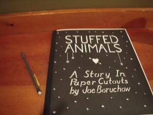 Prototype of Stuffed Animals, a paper cutout book that will be produced with Xeric foundation