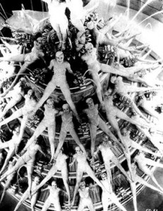Busby Berkeley movies in the 1930s specialized in images of group motion. This is a still from Footlight Parade.
