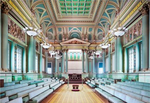 Candida Hofer, Masonic Temple Philadelphia I, 2007. C-print. 72 7/8 x 97 ¼ inches (185 x 247 cm). Photo courtesy of Sonnabend.