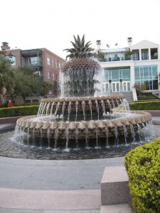 This wonderful fountain, inspired by a pineapple, is in Charleston's Waterfront Park; we saw a bridal party getting their photographs taken on a freezing day. Not sure how the bride survived in her strapless dress.