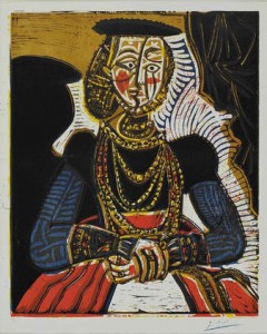 cherylPablo Picasso Portrait of a Young Girl after Cranach the Younger July 4 1958 linoleum cut 25 11 16 h x 21 5 16 w image size