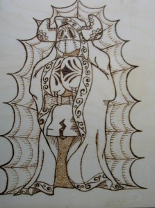 eltoroweb El Toro's Liberty Bell-enhanced skeleton with references to Lady of Guadalupe religious images.