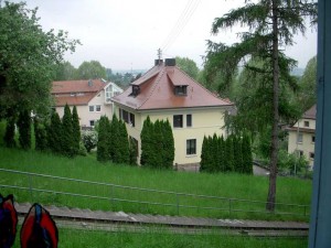 Rail for the funicular that runs up Turmberg. Picture of the car coming in another post.