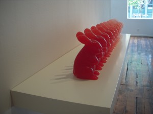 Gloria Houng, Persuasion 1, 35x3.5x5.5", 11 pieces. wax. 2009 