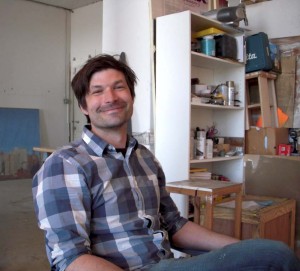 Jacob Lunderby in his 915 Spring Garden studio at our podcast interview April 26