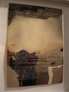 James Johnson, 14K Sentences on Conceptual Art, 2009, framed silkscreen print on letter-sized sheet of 14 K gold on acid-free board, 14.75 x 12.5 inches