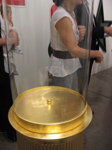 James Lee Byars, gold ball in bell jar at Michael Werner