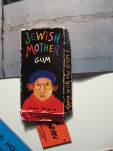 Wrapper for Kalman's Jewish Mother Gum, stuck to my bulletin board.