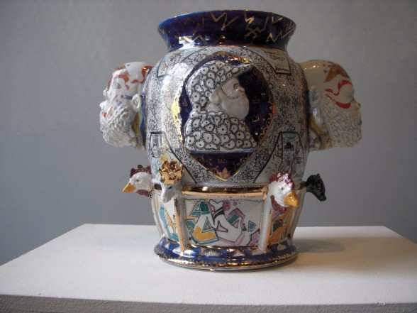 Roberto Lugo, Hispanic American Vase, 2013, porcelain, 15”x14”x14”