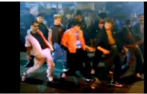 Michael Jackson, group dance in Beat It, very reminiscent of the Jets and Sharks in West Side Story