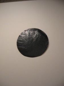 Untitled (Dec. 2008), 2008, December 2008, black gesso and polymer acrylic, 28 inches in diameter, courtesy Larry Becker Contemporary Art