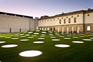 Stadel Museum outdoor courtyard above contemporary galleries with Olafur Eliasson lighting portholes. Photo from museum's website.
