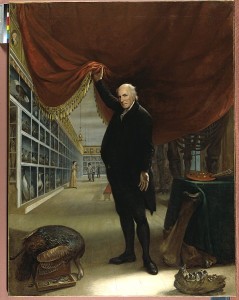 The Artist in His Museum (self-portrait, 1822) is displayed at the Pennsylvania Academy of the Fine Arts in Philadelphia.