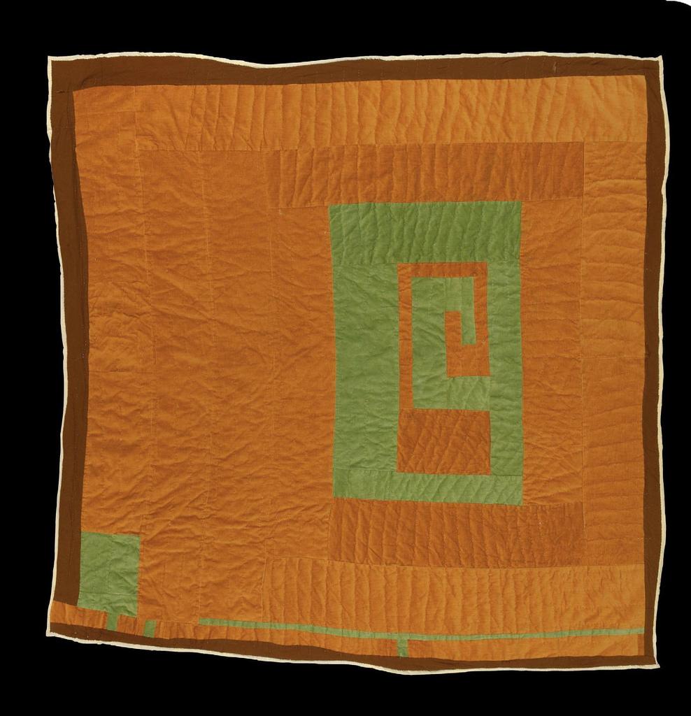 Gees Bend quilter, Nancy Pettway (b. 1935), Housetop, 2003. Corduroy and cotton twill, 68 ½ x 71 inches. Collection of the Tinwood Alliance. Photo: Stephen Pitkin, Pitkin Studio, Rockford, Il. This is one of a number of quilts in these colors that utilized leftover fabric from needlework the women in the town did for Sears Roebuck.