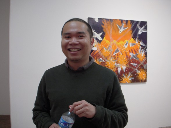 Ralph Pugay with his work at Vox Populi