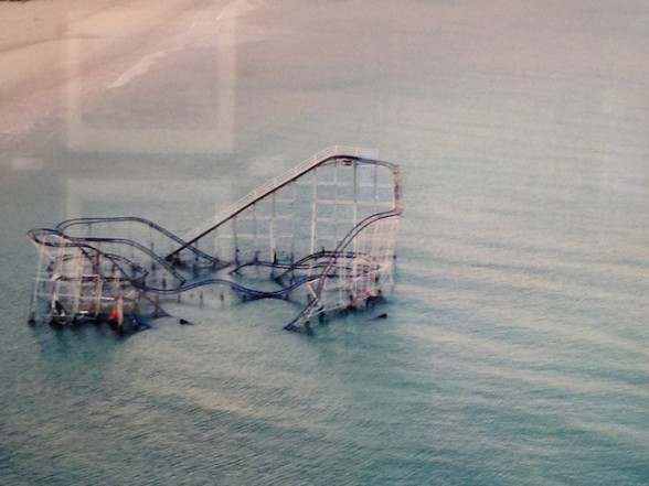 Stephen Wilkes, Jet Star Roller Coaster, Hurricane Sandy, Seaside Heights, J, Oct. 2012. Rising Waters, Museum of the City of New York.