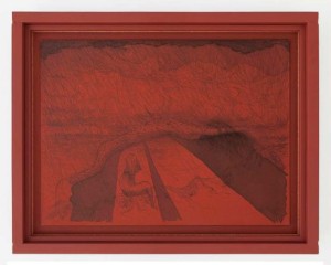 RIVER ROUGE: Crown Victoria, 2011, Ink on paper in painted steel frame, 11 3/8 x 14 3/8 x 1.5 inches, Julia Reyes and Robert Taubman