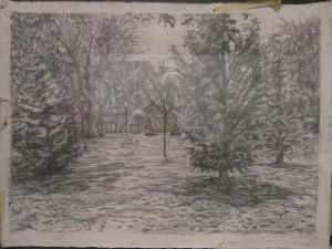 A.J. Rombach, [That I may know] Schiller Park, Columbus, OH, graphite on paper