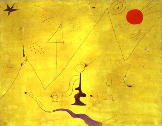 Joan Miro ‘The Hermitage’ (1924), oil ?, crayon and pencil on canvas, 45 x 57 9/16 in., PMA.