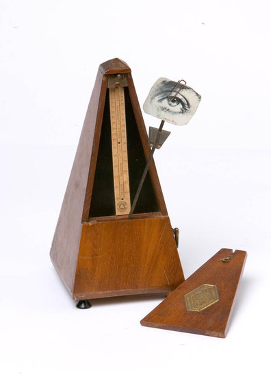 Man Ray, Indestructable Object (1965 replica of lost 1923 original). Mixed media, 8 5/8 x 4 3/8 x 4 1/2 inches, PMA.