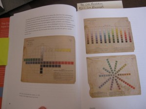 An atlas of the Munsell Color system, as depicted in “The Color Revolution” by Regina Lee Blaszczyk, which is available to visitors of the exhibit.