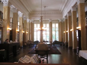 The entire third-story reading hall at the Athenaeum is open for visitors to spread out while examining Blackson’s well curated selection of reading materials.