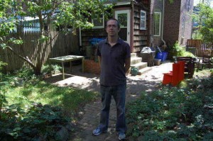 Colin Keefe, in his backyard