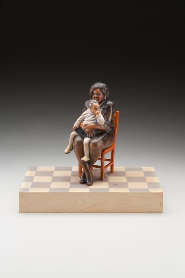  Susan Hagen, Likeyshea and Ayanna (2013); 14 x 10 x 16”, carved linden, wood, oils. Courtesy of Schmidt Dean Gallery