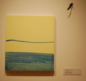 Adam Lovitz, South Philly Sunset, Take Me to the Sea, acrylic on panel, duck feather