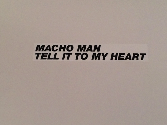 Macho Man, Tell It To My Heart, Steven Evans, 1989, vinyl letters and paint on wall, gift of the artist to Julie Ault.