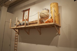 "The Loft (A Year’s Unfinished Thoughts)". Pine, polystyrene foam, mahogany, walnut, aluminum, epoxy, cast urethane, oil clay and found objects.