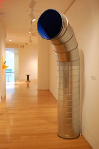  Sarah Peoples, Cool Breeze, HVAC duct, paint and recorded sound (the voice of Peoples, imitating the sound of a breeze)