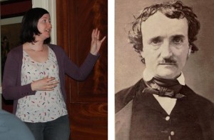 Artist Ruth Scott Blackson, left, and Edgar Allan Poe