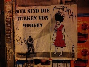 Wheatpaste along the Oranianstrasse of Turkish student protestor