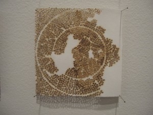 Donna Ruff, Aureola Series 1-16, burn on paper, gold leaf, 2009 