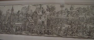 Sebald Beham. Large village Kermis, 1535. woodcut printed from 4 blocks.