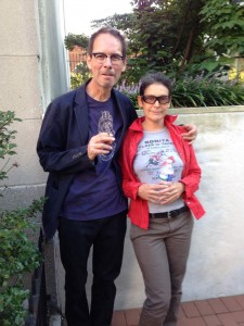 Simon Lee and Eve Sussman outside Locks Gallery