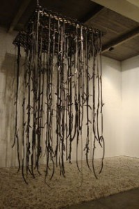 Gregory Coates, "STAGE", 2013, Rubber, Feather, dimensions variable. photo credit: John Mortensen
