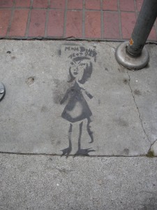 Mom drank a lot, a stencil on the sidewalk in San Francisco. I love the tail and the duck feet.