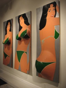 Marjorie Strider, Green Triptych, acrylic on board, Collection Michael T. Chutko