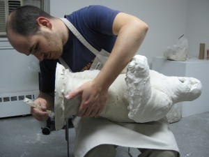 Tiago Carneiro da Cunha working on Mudman at University of the Arts