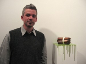 Tim Gierschick, with a piece in his solo show at Tiger Strikes Asteroid