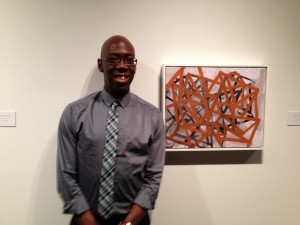 Tim McFarlane with one of his new works at Bridgette Mayer