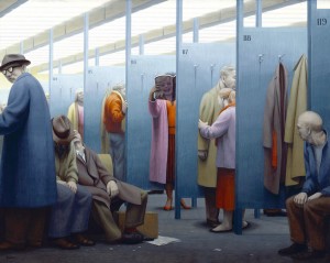 Waiting Room, 1957 Egg tempera on gesso panel, 24 x 30 in. Smithsonian American Art Museum, Washington D.C.