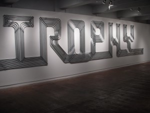 Billy and Steven Dufala, Trophy, 2009. electrical conduit, junction boxes. 66 x 39'9 x 7"