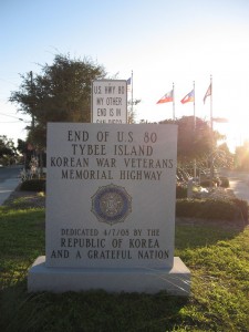 U.S. Highway 80 starts in San Diego and ends on Tybee Island outside Savannah. On a long car ride, a sign like this seems particularly meaningful.