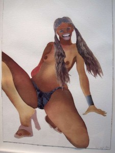 Wangechi Mutu, Pin-Up, 2001, Ink and collage on paper. (detail)