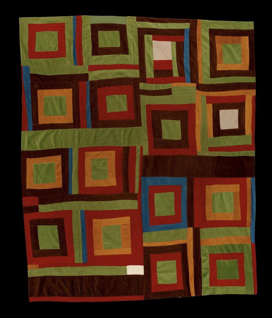 Gearldine Westbrook (American, b. 1919), “Housetop”-sixteen block variation, 1982. Corduroy and Cotton, 92 x 80 inches. Collection of the Tinwood Alliance. Photo: Stephen Pitkin, Pitkin Studio, Rockford, Il. ALL PICTURES IN THIS POST COPYRIGHT NOT MINE. DO NOT REPRODUCE.